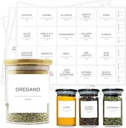 184 Spice Jar Labels, Prefdo Minimalist Preprinted White Sticker Black Text, Waterproof Seasoning Label Stickers for Pantry Spice Organization（White）