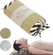 NAJIMI Igusa Pillow Charcoal Brown, Japanese Tatami Style Bedding, Soft Cushion Traditional Design for Yoga Zen Sleeping Decorative Travel Orthopedic Cervical Lumbar Nursing Meditation Anti-Snore
