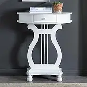 HOLGVE Console Table, Half Circle Sofa Table, Solid Wood Console Hallway Table, Against The Wall Behind Couch Table, with Drawers, Accent Table for Foyer(White)