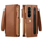 For Samsung Galaxy Z Fold 6/5/4 Leather Zipper Wallet Case Kickstand+Screen Film