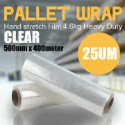 2x Clear Hand Stretch Film Clear 500mm x 400 Meter Pallet Shrink Wrap 25U