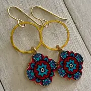 Min Favorit Colorful Moroccan Charm Hammered Ring & Gold Pl Dangle Earrings