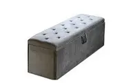 Istyle Design Extra Large Ottomon Storage Box Wooden Velvet Grey