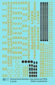 K4 O Scale Decals Pennsylvania PRR Steam Locomotive Dulux Yellow PRSL LIRR