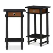 Furinno Turn-N-Tube Tall End Table with Bin Espresso/Brown 2-Pack