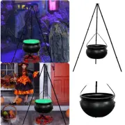 Halloween Outdoor Decorations Witch Cauldron With Light On Tripod Stand