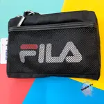 FILA 側背包 斜背包 小方包 拉鍊 雙層 透明 網袋 復古LOGO 實用 現貨 黑色 BMT-9009-BK