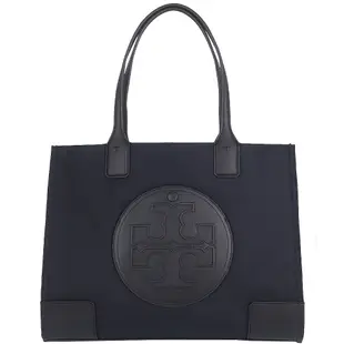 TORY BURCH ELLA 黑色尼龍皮邊小型托特包