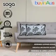 SOGA 2X 30cm Throw Pillow White & Black Leopard Lumbar Light Luxury