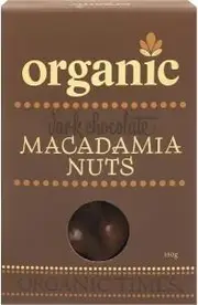 Organic Times Dark Chocolate Macadamia Nuts 150g