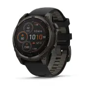 Garmin Fenix 8 Solar Sapphire GPS Multisport Watch - Black/Pebble Grey Silicone Band - 47mm