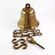 large Front Door school Bell chain solid brass 17 cm old aged style heavy hang B