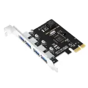 1X( 4 Port USB 3.0 PCI-E Expansion Card PCI Express PCIe USB 3.0 HUB4264