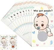 FYSUIMU 30 Pcs Baby Shower Games Funny Scratch Off Cards Who Got Poopie Raffle Tickets with Stickers for Baby Shower Party Game Activities