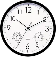 Bathroom Clocks Wall Waterproof - Suction Cup Wall Clock, Hanging with Hook | 12in Outside Clocks Patios Waterproof with Temperature Humidity, Clock Weather Station for Porch, Deck, Bedrooms