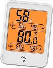 Digital Thermometer Hygrometer Clear Display High Accuracy Indoor Temperature Humidity Meter Home Office (White)