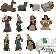 11 Pcss Nativity Figures Set - Jesus Christmas Nativity Scene Ornaments, Christmas Jesus Manger Set | Small Tabletop Jesus Birth Decor Resin Crafts, Easonal Christmas Decoration for Study Room Church