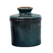 Pottery Butter Keeper Crock - Ceramic Butter Dish with Water Line for Counter...