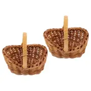 2 Pcs Mini Picnic Basket Storage Baskets Toy Woven Baby Child
