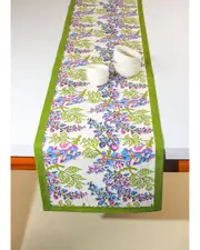 Tiramisu Bluebell Symphony Block Print Table Runner