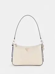 GUESS White Daryna Top Zip Shoulder Bag