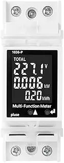 Din Rail Mounted Circuit Breaker Meter 220V 63A Voltmeter Digital t and Voltage Meter Multifunctional Voltage t Power Electrici Frequency Factor Detector Display with Power