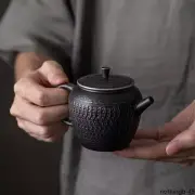 Chinese Silver Black Ceramic Teapot Retro Handmade Tea Maker Kettle