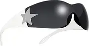 [Crazy Feng] Rimless Y2K Sunglasses for Women Men,Trendy Shield Wrap Around Sunglasses Oversized Fashion Frameless Sun Glasses