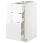 METOD base cabinet with 3 drawers, white Maximera/Voxtorp high-gloss/white, 40x60x80 cm