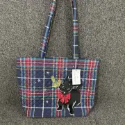 Vera Bradley Small Vera Tote Bag Scottie Dog With Mistletoe NEW