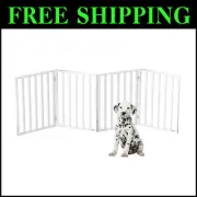 Elegant 4-Panel Freestanding Pet Gate - Retractable Indoor Dog Fence 72x24