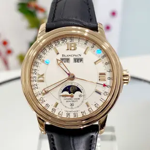 金運名錶當舖 BLANCPAIN 寶珀 Villeret 750玫瑰金&黑皮革  6763自動38MM 單錶現貨Y32