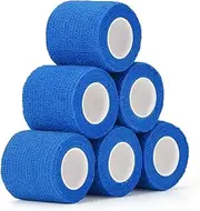 6 Roll Self Adhesive Bandage Wrap 2 Inch Self Adherent Cohesive Bandages Athletic Sports Tape for Wrist Ankle Elastic Stretch Bandage Pet Vet Wrap for Dog Horse (Black)