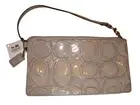 COACH COLETTE LEATHER SIGNATURE INLAY FLAT WRISTLET BAG 44835 PUTTY NWT