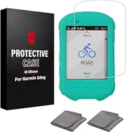 CNC Case for Garmin Edge 530 Silicone Protective cover，Tempered Glass for Garmin Edge 530 Film Anti-Scratch High Definition Full Coverage，Black/Red/Orange/Blue