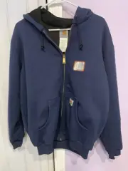 Vtg Carhartt J149 NVY Thermal Lined Hoodie Mens S Blue Full Zip NWT NOS