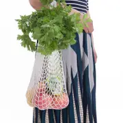 Cotton Mesh Net Shopping Bag Reusable Mesh Handbag Foldable Fruit Storage Tote Bag