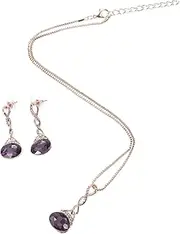 [TINEASUR] Elegant Crystal Necklace Earrings Set for Women Bridal Jewelry Set Dangle Pendants for Wedding Party Her