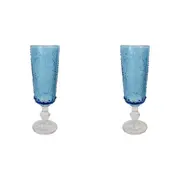 2x LVD Stemmed 19cm Champagne Flute Glass White Wine Glassware Cup Marine Blue