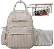 Hap Tim Baby Nappy Bag, Diaper Bag Backpack with Changing Pad,19 Pockets, 2 Clear Makeup Bags, 2 Stroller Clips,Travel Backpack for Women, Baby Registry Search