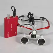 Dental Binocular Medical Loupes 3.5X 420mm Glasses LED Head Light headlight Red