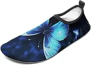[BTCOWZRV] Water Shoes for Women Men Blue Butterfly Water Sports Shoes Slip-on Breathable Lightweight Athletic Aqua Sock