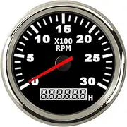 PCECKMZTFZ 6000 8000 RPM Tachometer Tacho Meter Gauge Hourmeter 12V/24V 85mm Toerenteller 12v Hour Meter Sensor for Marine Boat Car Truck Speedometer(3000 RPM BS)