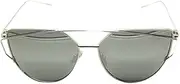 [Boolavard] RetroUV® Large Oversized Cat Eye Sunglasses Flat Mirrored Lens Metal Frame Women Fashion