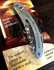 New Private Vintage Waiter's Corkscrew Bottle Opener Foil Cutter Stainless Steel