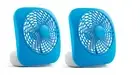 Treva 2pk 5" Battery Powered Portable Desk Fan Light Blue: Quiet Small Fans for