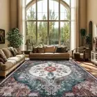 Boho Rugs for Bedroom Machine Washable Rugs Large Non Slip 9x12 Beige/Orange
