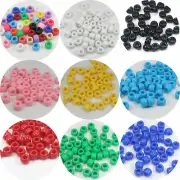 200 Acrylic Barrel Pony Beads 9X6mm Various Colour for Kids Craft Kandi Bracelet