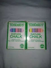 vintage STANDARD’S DUSTLESS CHALK 2 boxes, 23 Sticks Colored (missing 1 stick)