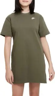 NEW ！Nike Sportswear Big Kids' (Girls') ARMY GREEN T-Shirt Dress Size MEDIUM